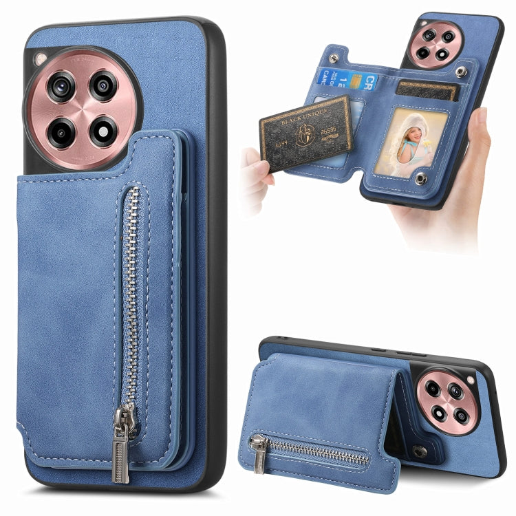 Retro MagSafe Zipper Wallet Card Bag Back Phone Case