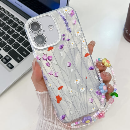 Electroplating Flower Texture Wristband TPU Phone Case, For iPhone 17e / 16e, For iPhone 16 Pro Max, For iPhone 16 Pro, For iPhone 16 Plus