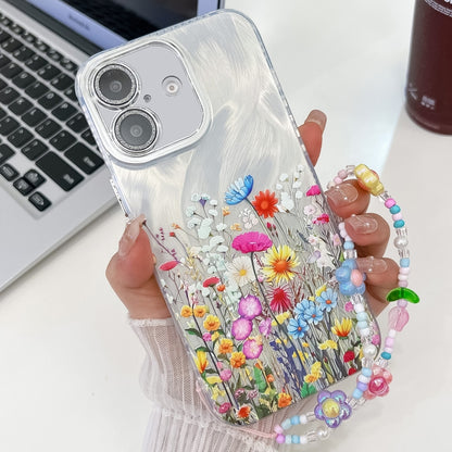 Electroplating Flower Texture Wristband TPU Phone Case, For iPhone 17e / 16e, For iPhone 16 Pro Max, For iPhone 16 Pro, For iPhone 16 Plus
