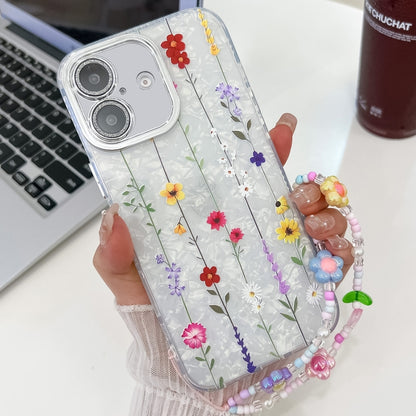 Electroplating Flower Texture Wristband TPU Phone Case, For iPhone 17e / 16e, For iPhone 16 Pro Max, For iPhone 16 Pro, For iPhone 16 Plus