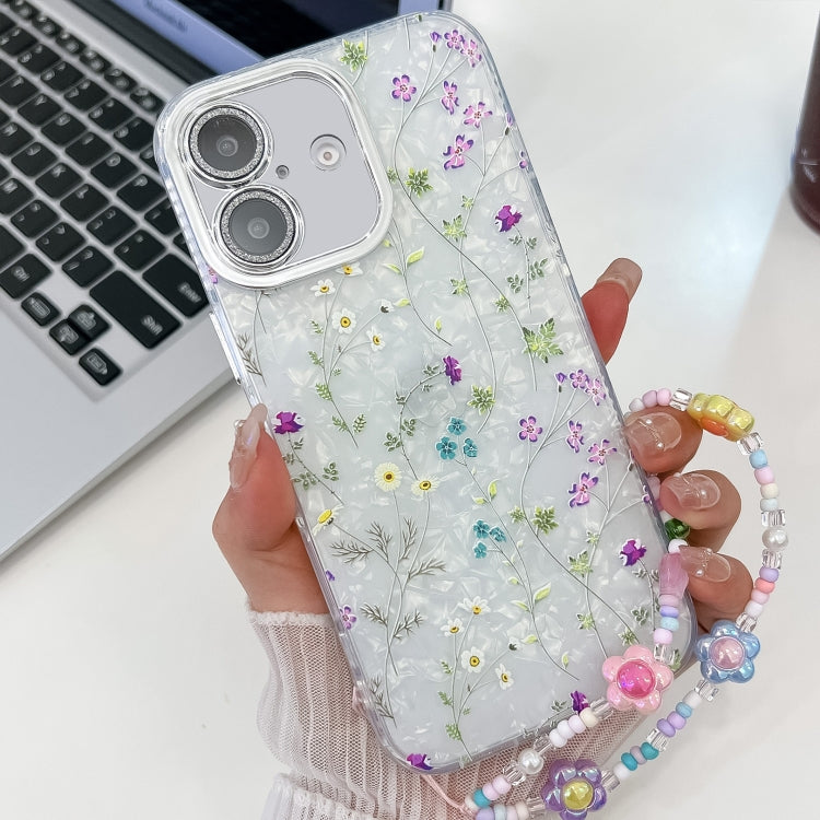 Electroplating Flower Texture Wristband TPU Phone Case, For iPhone 16, For iPhone 15 Pro Max, For iPhone 15 Pro, For iPhone 15