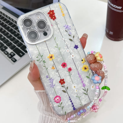 Electroplating Flower Texture Wristband TPU Phone Case, For iPhone 16, For iPhone 15 Pro Max, For iPhone 15 Pro, For iPhone 15