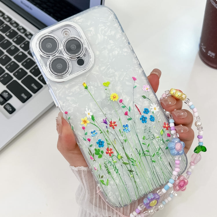 Electroplating Flower Texture Wristband TPU Phone Case, For iPhone 16, For iPhone 15 Pro Max, For iPhone 15 Pro, For iPhone 15