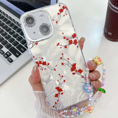 Electroplating Flower Texture Wristband TPU Phone Case, For iPhone 16, For iPhone 15 Pro Max, For iPhone 15 Pro, For iPhone 15