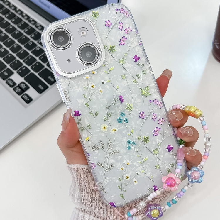 Electroplating Flower Texture Wristband TPU Phone Case, For iPhone 16, For iPhone 15 Pro Max, For iPhone 15 Pro, For iPhone 15