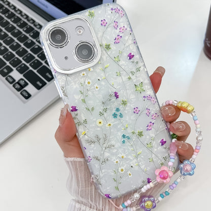 Electroplating Flower Texture Wristband TPU Phone Case, For iPhone 16, For iPhone 15 Pro Max, For iPhone 15 Pro, For iPhone 15