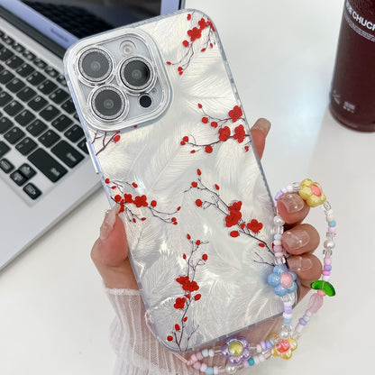 Electroplating Flower Texture Wristband TPU Phone Case, For iPhone 13 Pro, For iPhone 13