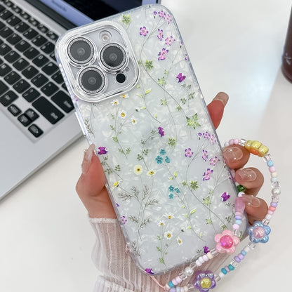 Electroplating Flower Texture Wristband TPU Phone Case, For iPhone 13 Pro, For iPhone 13