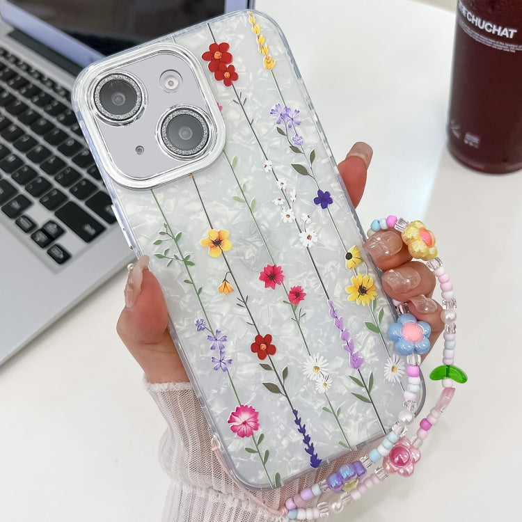 Electroplating Flower Texture Wristband TPU Phone Case, For iPhone 13 Pro, For iPhone 13