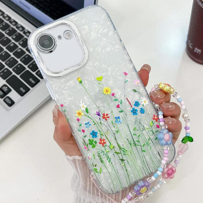 Electroplating Flower Texture Wristband TPU Phone Case, For iPhone 17e / 16e, For iPhone 16 Pro Max, For iPhone 16 Pro, For iPhone 16 Plus