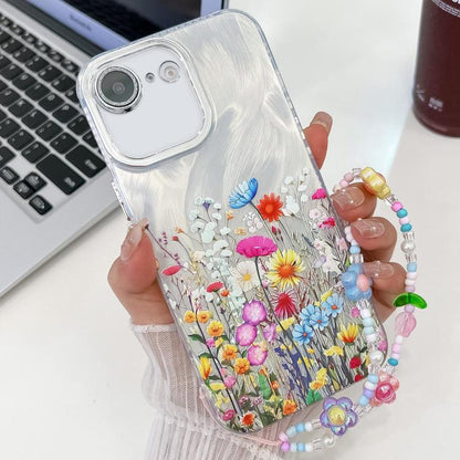 Electroplating Flower Texture Wristband TPU Phone Case, For iPhone 17e / 16e, For iPhone 16 Pro Max, For iPhone 16 Pro, For iPhone 16 Plus