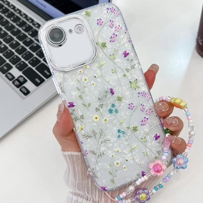 Electroplating Flower Texture Wristband TPU Phone Case, For iPhone 17e / 16e, For iPhone 16 Pro Max, For iPhone 16 Pro, For iPhone 16 Plus