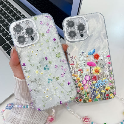 Electroplating Flower Texture Wristband TPU Phone Case, For iPhone 13 Pro, For iPhone 13
