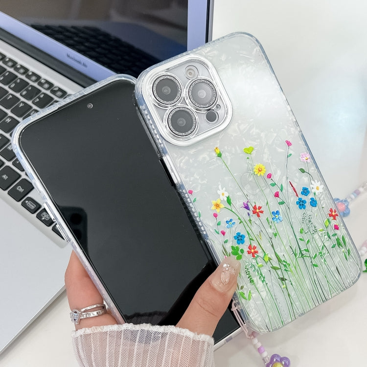 Electroplating Flower Texture Wristband TPU Phone Case, For iPhone 13 Pro, For iPhone 13