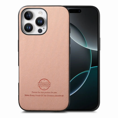 Twill Fabric Leather Skin Back Phone Case, For iPhone 17, For iPhone 16 Pro Max, For iPhone 16 Pro