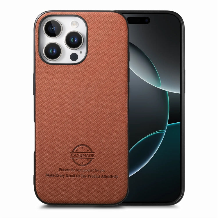 Twill Fabric Leather Skin Back Phone Case, For iPhone 17, For iPhone 16 Pro Max, For iPhone 16 Pro
