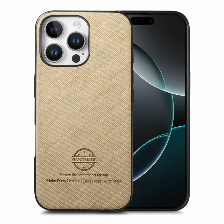 Twill Fabric Leather Skin Back Phone Case, For iPhone 17, For iPhone 16 Pro Max, For iPhone 16 Pro