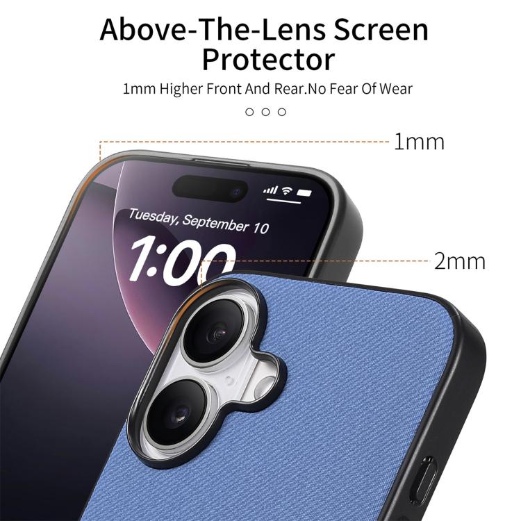 Twill Fabric Leather Skin Back Phone Case, For iPhone 17, For iPhone 16 Pro Max, For iPhone 16 Pro
