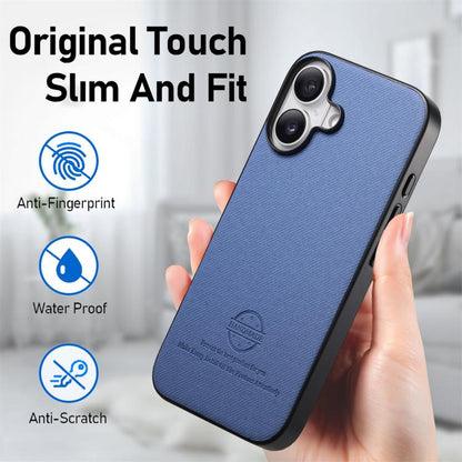 Twill Fabric Leather Skin Back Phone Case, For iPhone 17, For iPhone 16 Pro Max, For iPhone 16 Pro