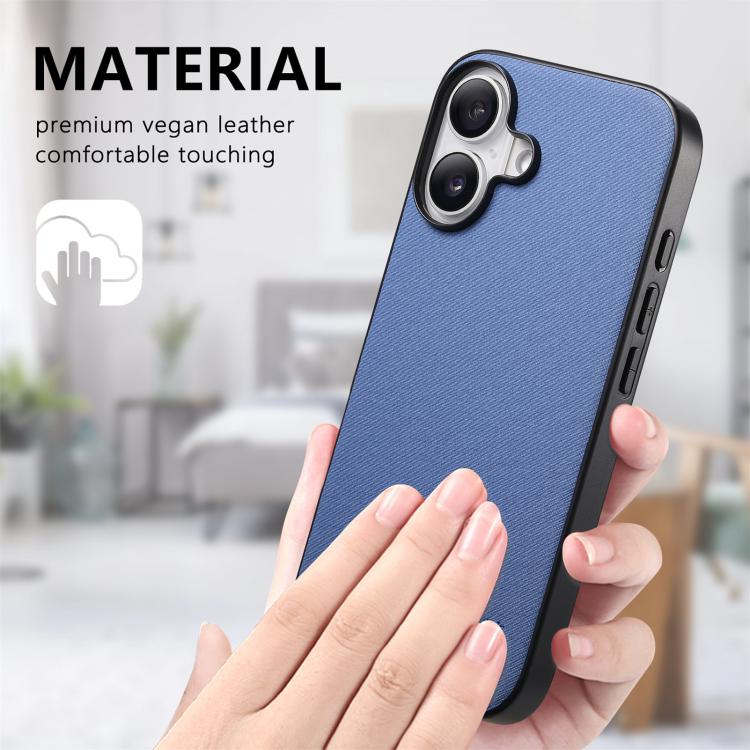 Twill Fabric Leather Skin Back Phone Case, For iPhone 17, For iPhone 16 Pro Max, For iPhone 16 Pro