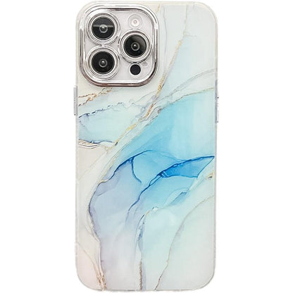 Electroplated Marble Texture Phone Case, For iPhone 14 Pro