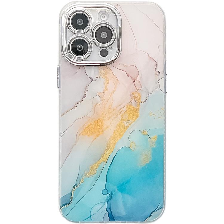 Electroplated Marble Texture Phone Case, For iPhone 14 Pro