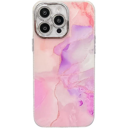 Electroplated Marble Texture Phone Case, For iPhone 16 Pro