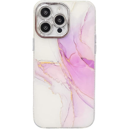 Electroplated Marble Texture Phone Case, For iPhone 16 Pro