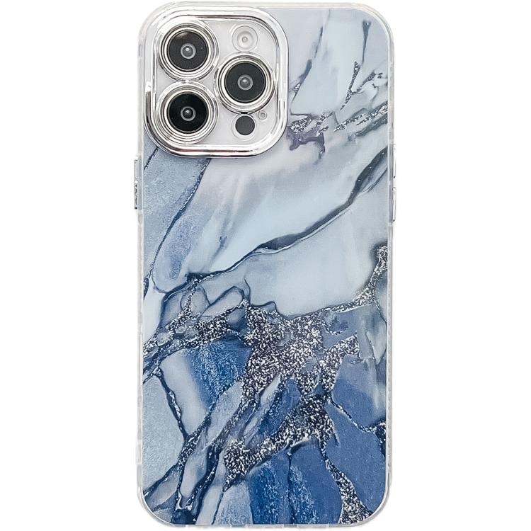 Electroplated Marble Texture Phone Case, For iPhone 16 Pro