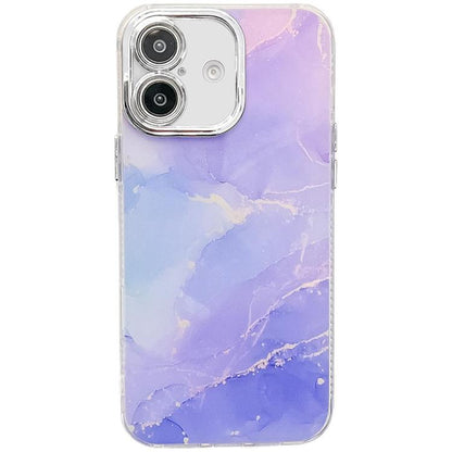Electroplated Marble Texture Phone Case, For iPhone 16 Plus