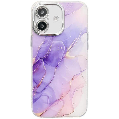 Electroplated Marble Texture Phone Case, For iPhone 16