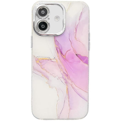 Electroplated Marble Texture Phone Case, For iPhone 16