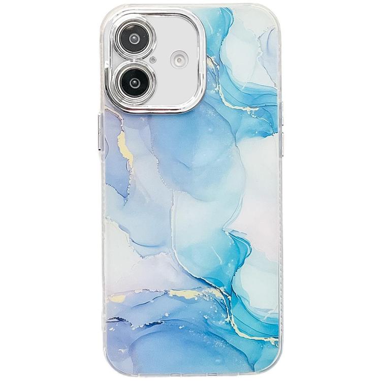 Electroplated Marble Texture Phone Case, For iPhone 16
