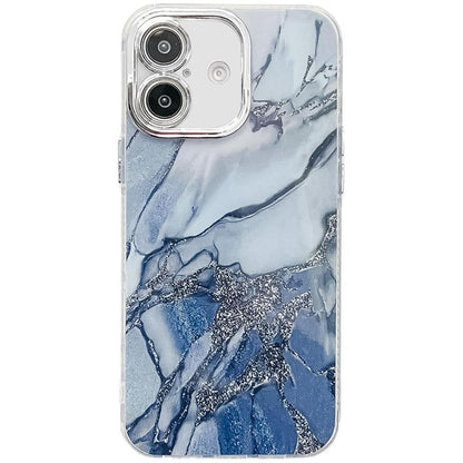 Electroplated Marble Texture Phone Case, For iPhone 16