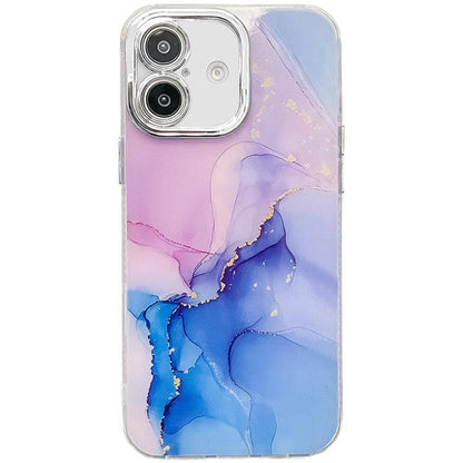 Electroplated Marble Texture Phone Case, For iPhone 16