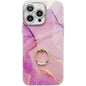 Electroplated Marble Texture Ring Holder Phone Case, For iPhone 16 Pro Max