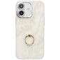 Electroplated Marble Texture Ring Holder Phone Case, For iPhone 16 Plus