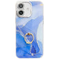 Electroplated Marble Texture Ring Holder Phone Case, For iPhone 16 Plus