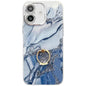 Electroplated Marble Texture Ring Holder Phone Case, For iPhone 16 Plus