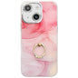 Electroplated Marble Texture Ring Holder Phone Case, For iPhone 15