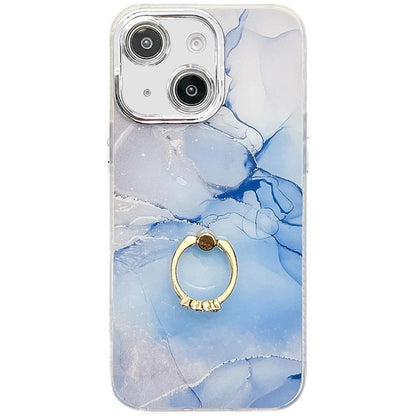 Electroplated Marble Texture Ring Holder Phone Case, For iPhone 14