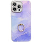 Electroplated Marble Texture Ring Holder Phone Case, For iPhone 14 Pro