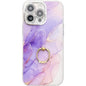 Electroplated Marble Texture Ring Holder Phone Case, For iPhone 14 Pro Max