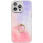 Electroplated Marble Texture Ring Holder Phone Case, For iPhone 14 Pro Max