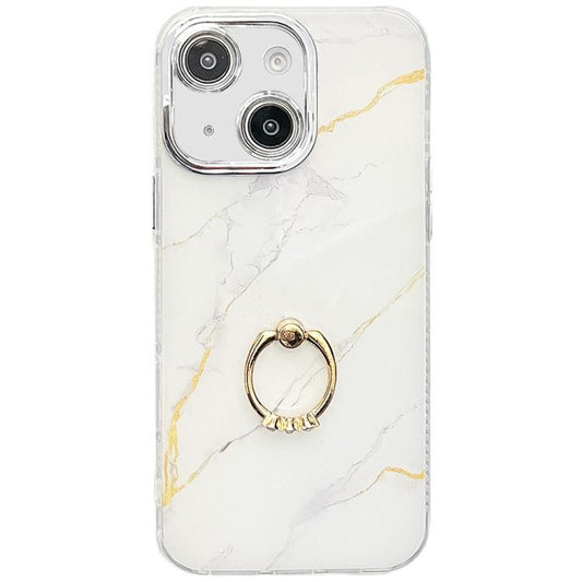 Electroplated Marble Texture Ring Holder Phone Case, For iPhone 13