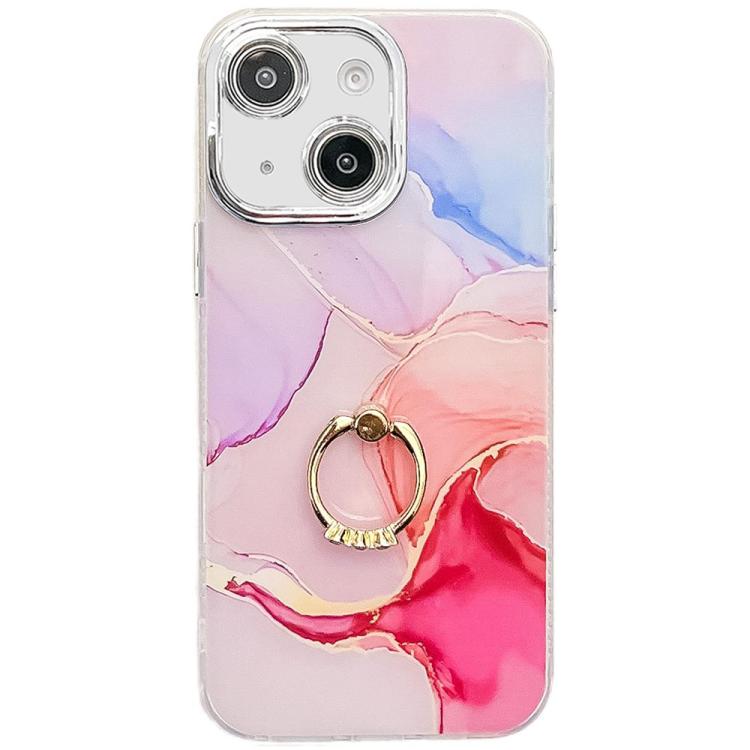 Electroplated Marble Texture Ring Holder Phone Case, For iPhone 13