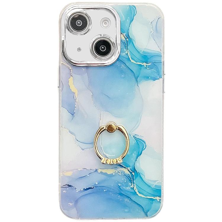 Electroplated Marble Texture Ring Holder Phone Case, For iPhone 13
