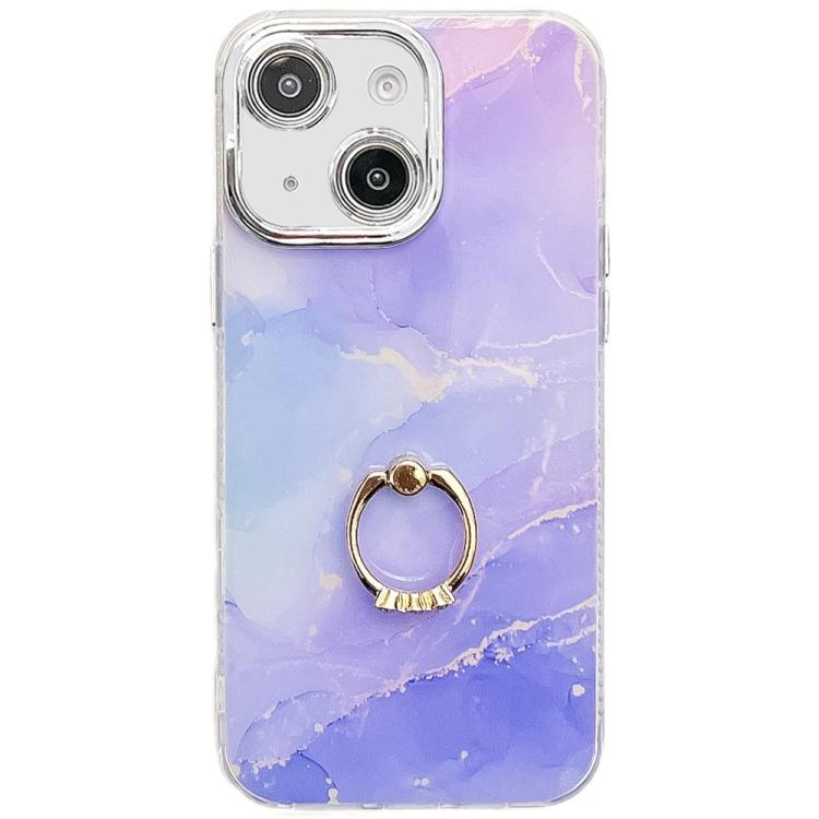 Electroplated Marble Texture Ring Holder Phone Case, For iPhone 13