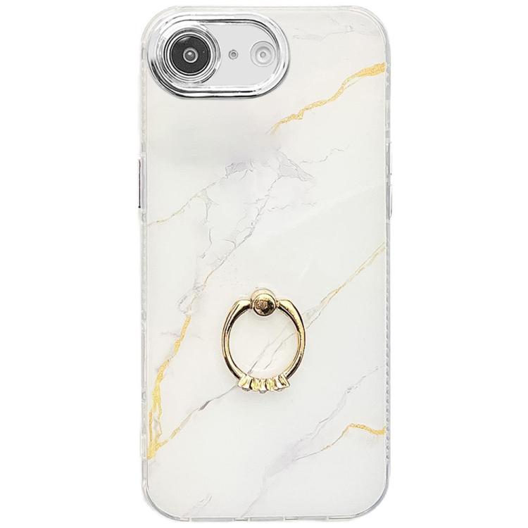 Electroplated Marble Texture Ring Holder Phone Case, For iPhone 17e / 16e