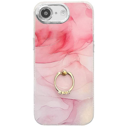 Electroplated Marble Texture Ring Holder Phone Case, For iPhone 17e / 16e
